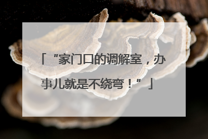 “家门口的调解室，办事儿就是不绕弯！”