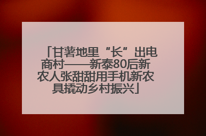 甘薯地里“长”出电商村——新泰80后新农人张甜甜用手机新农具撬动乡村振兴