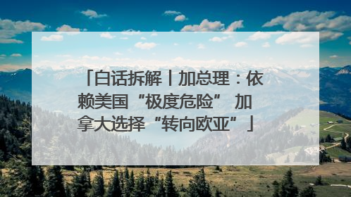 白话拆解丨加总理：依赖美国“极度危险” 加拿大选择“转向欧亚”