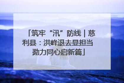 筑牢“汛”防线｜慈利县：洪峰退去显担当 勠力同心启新篇