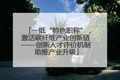 一纸“特色职称”，激活碳纤维产业创新链——创新人才评价机制 助推产业升级