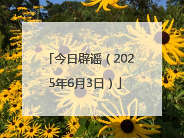 今日辟谣（2025年6月3日）