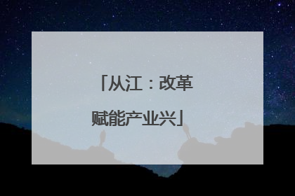 从江：改革赋能产业兴