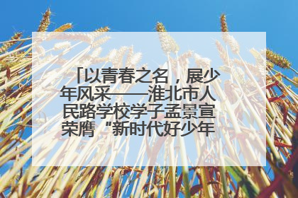 以青春之名，展少年风采——淮北市人民路学校学子孟景宣荣膺“新时代好少年”荣誉称号