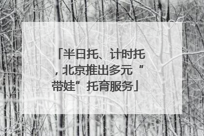 半日托、计时托，北京推出多元“带娃”托育服务