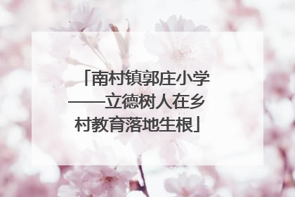 南村镇郭庄小学——立德树人在乡村教育落地生根