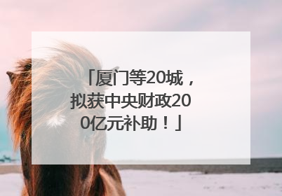 厦门等20城，拟获中央财政200亿元补助！