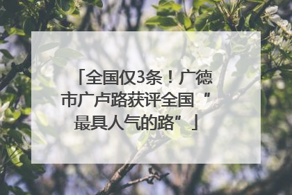 全国仅3条！广德市广卢路获评全国“最具人气的路”