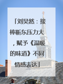 刘昊然：接棒靳东压力大，赋予《温暖的味道》不同情感表达