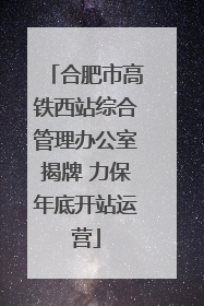 合肥市高铁西站综合管理办公室揭牌 力保年底开站运营