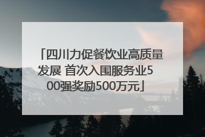 四川力促餐饮业高质量发展 首次入围服务业500强奖励500万元