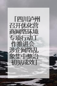 四川泸州召开优化营商网络环境专项行动工作推进会 涉企网络乱象集中整治初见成效
