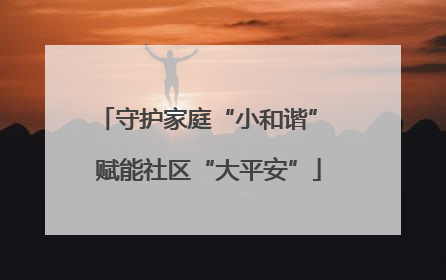 守护家庭“小和谐” 赋能社区“大平安”