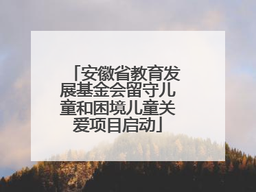 安徽省教育发展基金会留守儿童和困境儿童关爱项目启动
