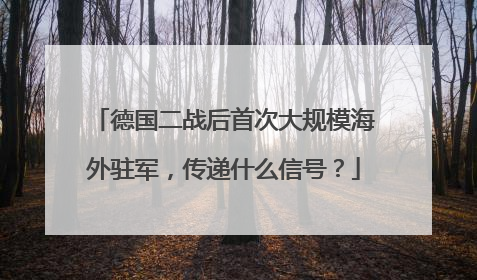 德国二战后首次大规模海外驻军，传递什么信号？