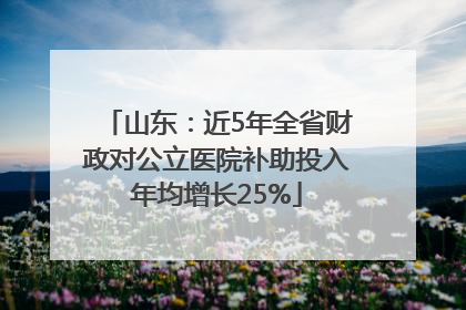 山东：近5年全省财政对公立医院补助投入年均增长25%