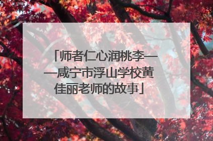 师者仁心润桃李——咸宁市浮山学校黄佳丽老师的故事