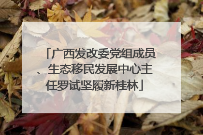广西发改委党组成员、生态移民发展中心主任罗试坚履新桂林