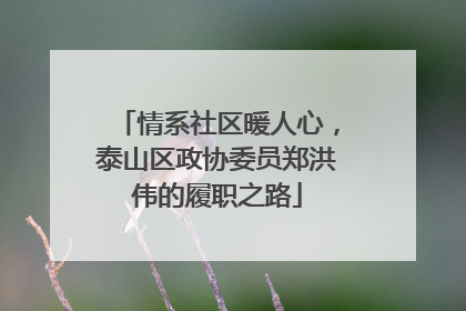 情系社区暖人心，泰山区政协委员郑洪伟的履职之路