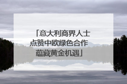 意大利商界人士点赞中欧绿色合作蕴藏黄金机遇