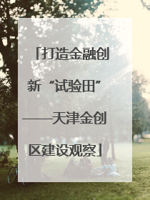 打造金融创新“试验田”——天津金创区建设观察