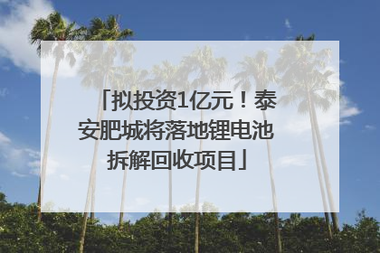 拟投资1亿元！泰安肥城将落地锂电池拆解回收项目