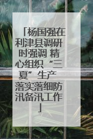 杨国强在利津县调研时强调 精心组织“三夏”生产 落实落细防汛备汛工作