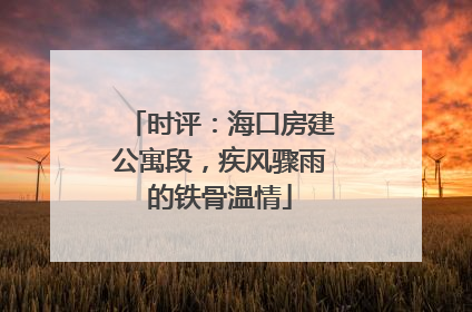时评：海口房建公寓段，疾风骤雨的铁骨温情