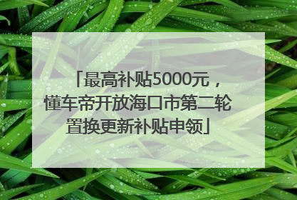 最高补贴5000元，懂车帝开放海口市第二轮置换更新补贴申领