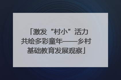 激发“村小”活力 共绘多彩童年——乡村基础教育发展观察