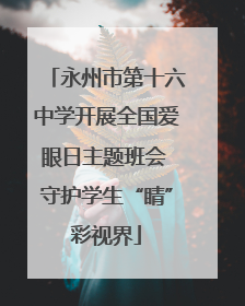 永州市第十六中学开展全国爱眼日主题班会 守护学生“睛”彩视界