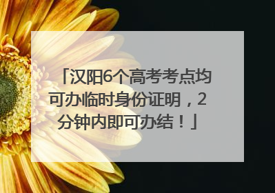 汉阳6个高考考点均可办临时身份证明，2分钟内即可办结！