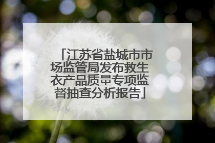 江苏省盐城市市场监管局发布救生衣产品质量专项监督抽查分析报告