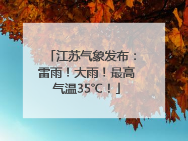 江苏气象发布：雷雨！大雨！最高气温35℃！