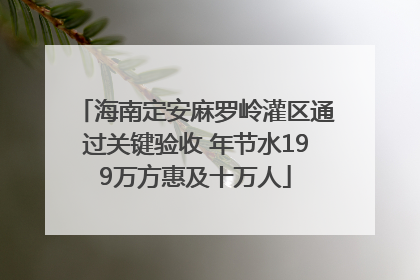 海南定安麻罗岭灌区通过关键验收 年节水199万方惠及十万人