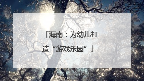 海南：为幼儿打造“游戏乐园”