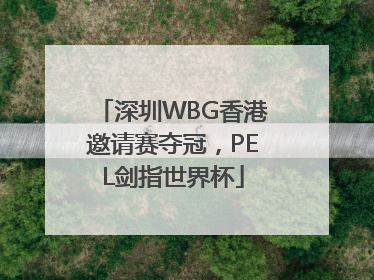深圳WBG香港邀请赛夺冠，PEL剑指世界杯