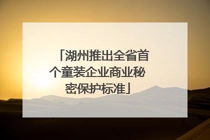 湖州推出全省首个童装企业商业秘密保护标准