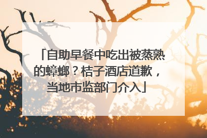 自助早餐中吃出被蒸熟的蟑螂？桔子酒店道歉，当地市监部门介入
