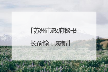 苏州市政府秘书长俞愉，履新