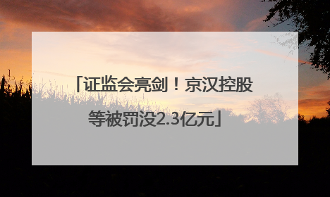 证监会亮剑！京汉控股等被罚没2.3亿元