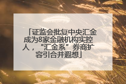 证监会批复中央汇金成为8家金融机构实控人，“汇金系”券商扩容引合并遐想