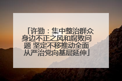 许勤：集中整治群众身边不正之风和腐败问题 坚定不移推动全面从严治党向基层延伸