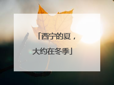 西宁的夏，大约在冬季