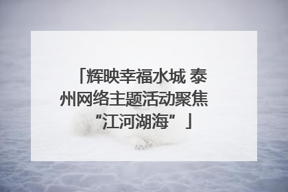辉映幸福水城 泰州网络主题活动聚焦“江河湖海”