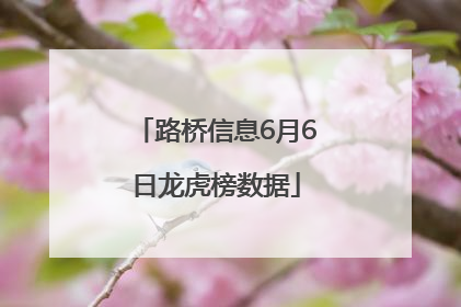 路桥信息6月6日龙虎榜数据