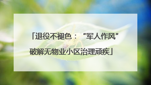 退役不褪色：“军人作风”破解无物业小区治理顽疾