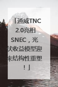 通威TNC 2.0亮相SNEC，光伏收益模型迎来结构性重塑！