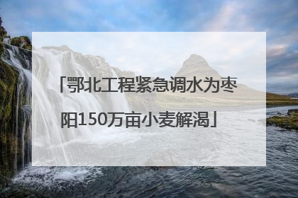 鄂北工程紧急调水为枣阳150万亩小麦解渴