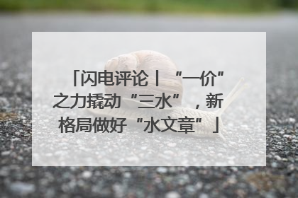 闪电评论丨“一价”之力撬动“三水”，新格局做好“水文章”